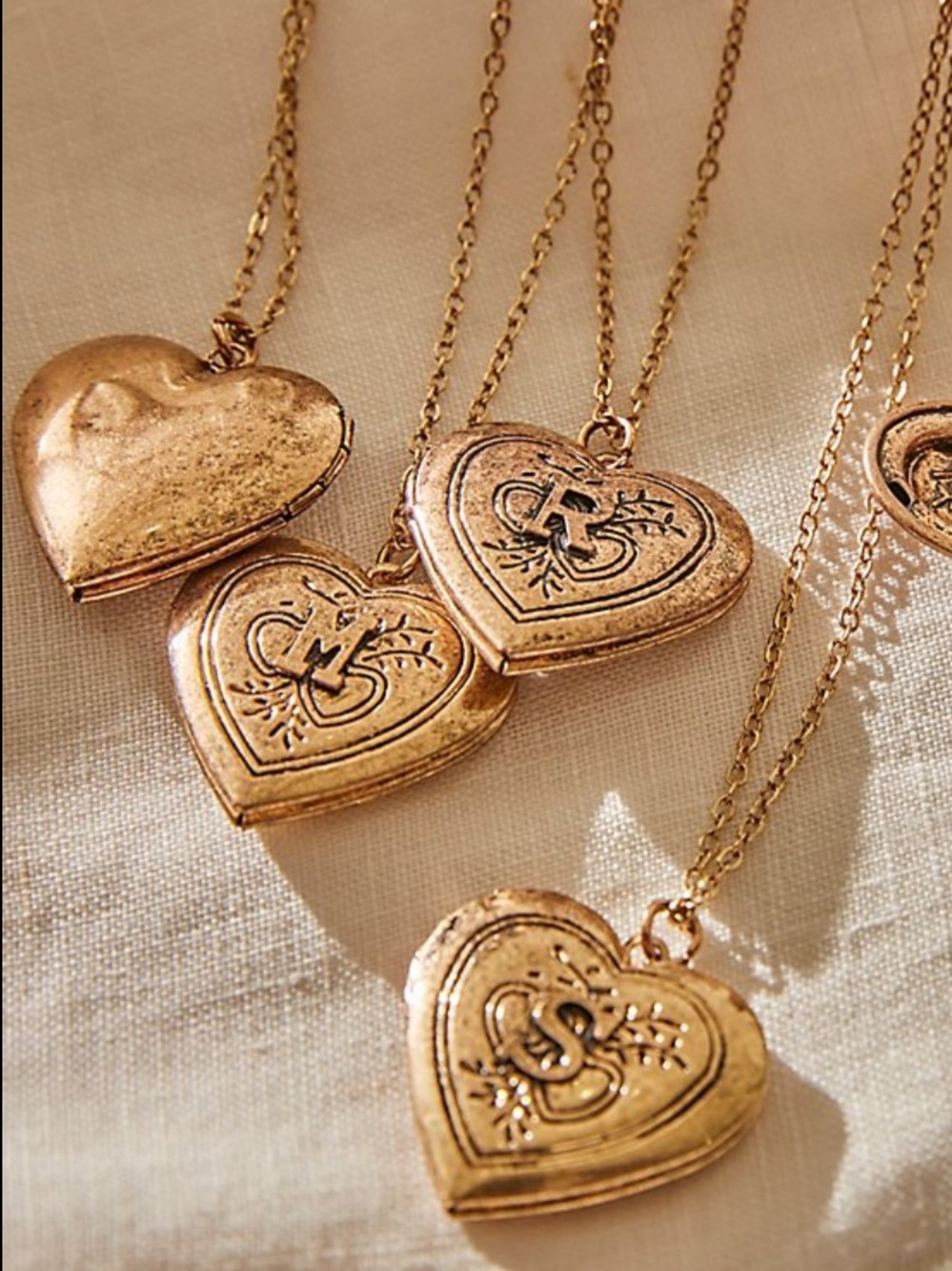 NWT Free People Gold Heart Locket Monogram Necklace letter H